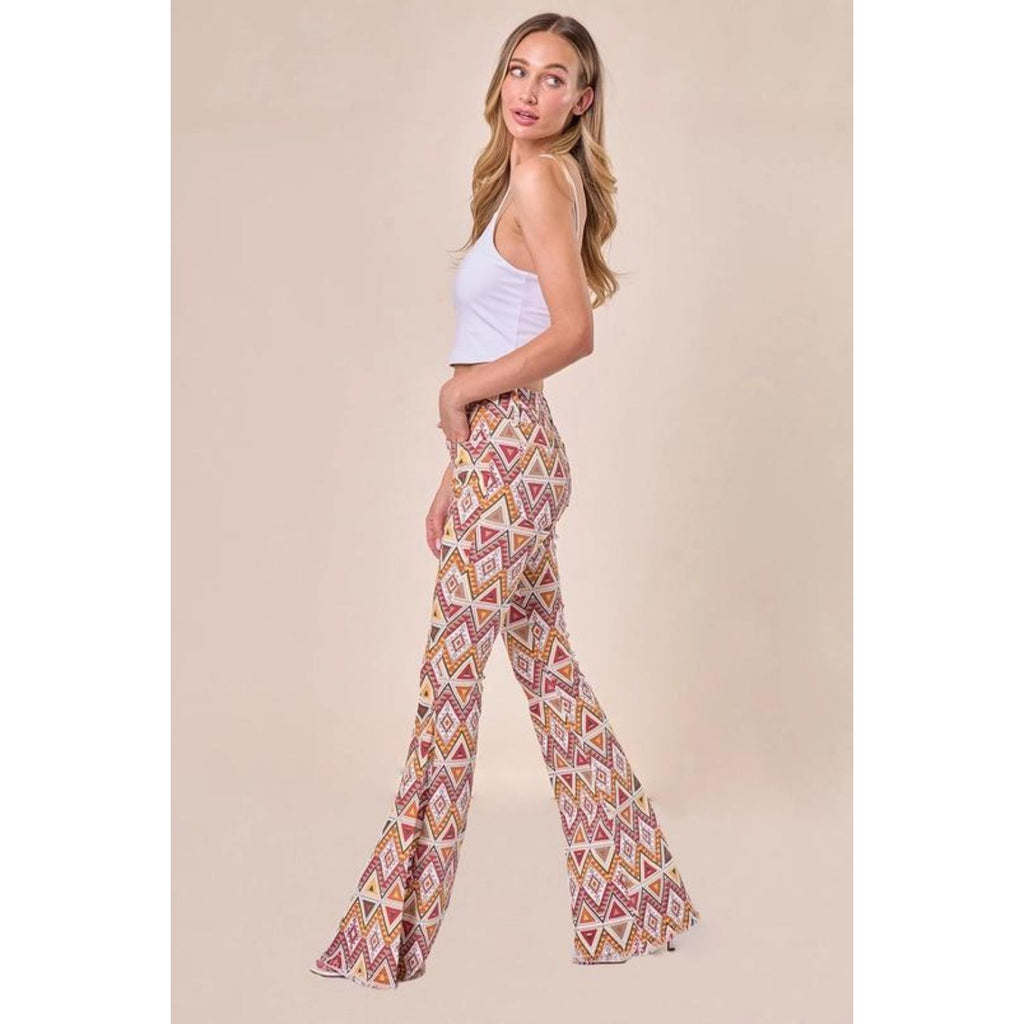 Aztec Print Flare Jeans - Embrace Quirky Southern Charm with Western Flare