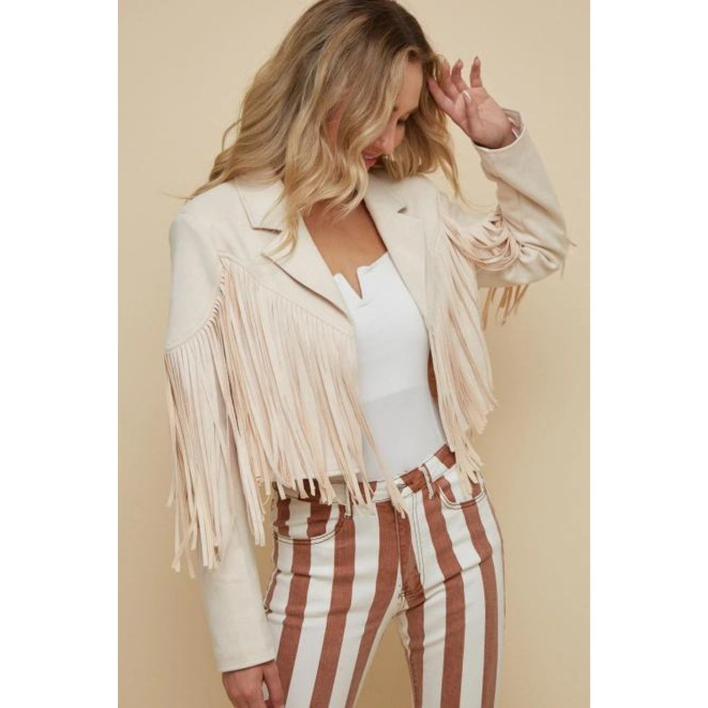 Boho Cream Moto Jacket - Western Inspired