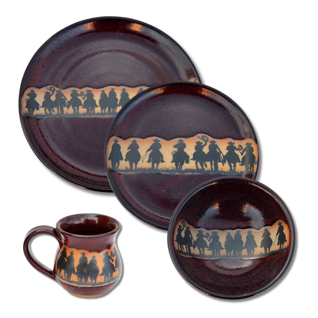 Western-inspired 4-piece dining set with cowboy motif