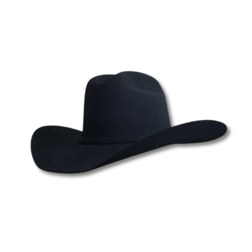 The Dakota Range Cowboy Hat in black, featuring a luxurious blend of fine Bolivian cashmere and wool with a Cattleman crown and traditional brim.