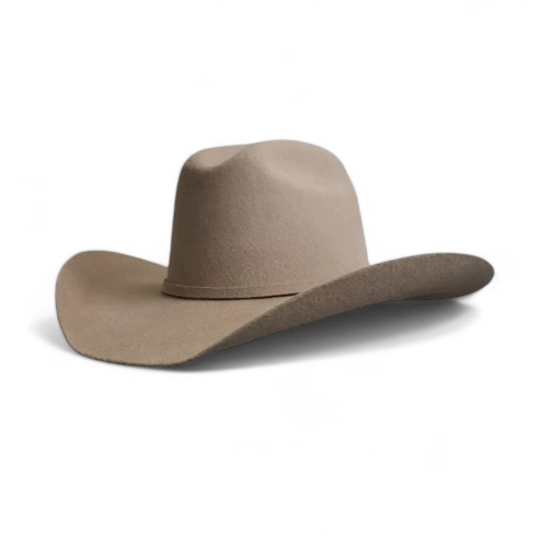 Side view of the Dakota Range Chestnut Cowboy Hat made from a luxurious wool-cashmere blend, featuring a Cattleman crown and shapeable traditional brim.