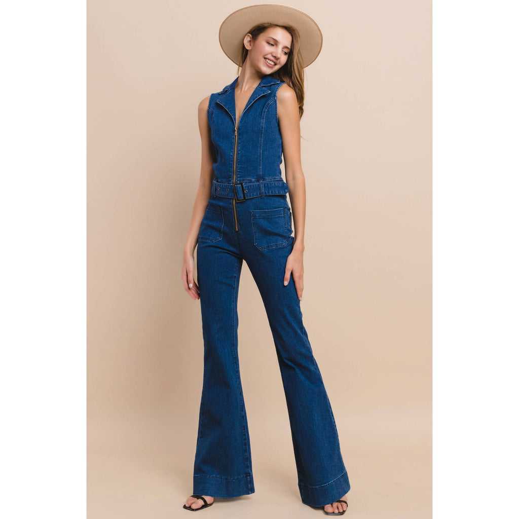 Denim Romper - Stretchy Fabric for Comfort