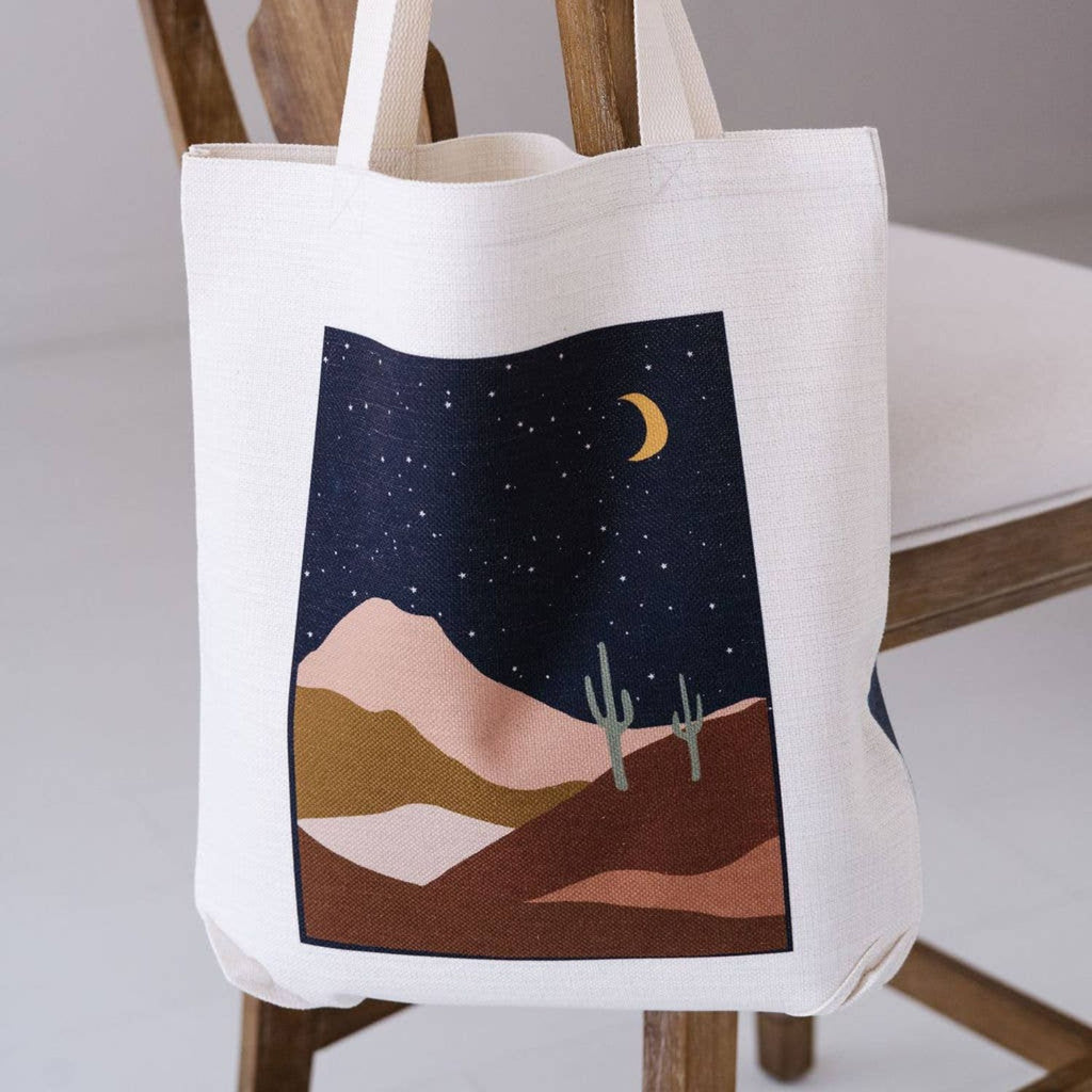 Desert Starry Tote - Chic tote featuring a starry desert night print, designed in Arizona