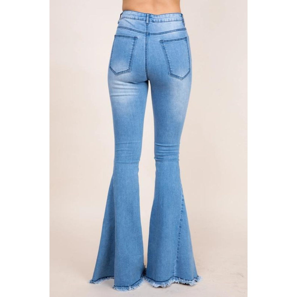 High Rise Flared Denim Jeans - Back View, Western Wear