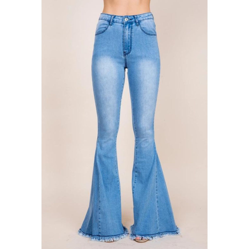 High Rise Flared Denim Jeans - Front View, Western Fashion