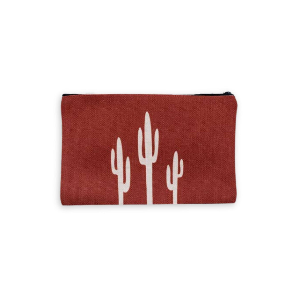 Red Desert Saguaro Cactus Pouch - Arizona-Inspired Cosmetic Bag