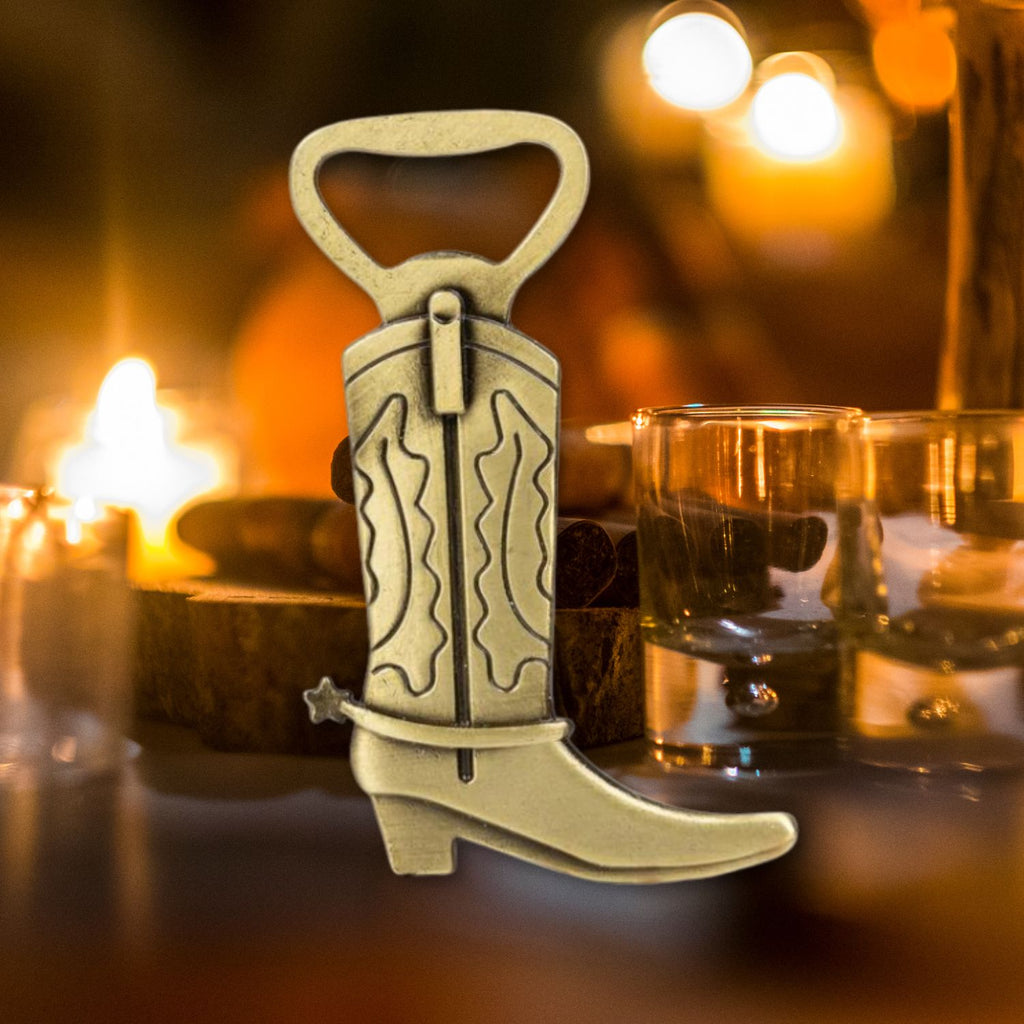 Rustic Brasstone Bottle Opener - Cowgirl Boot Shape