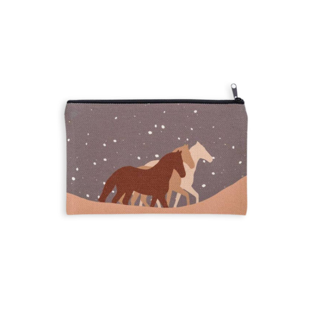 Snowy Trails Landscape Pouch in Gray