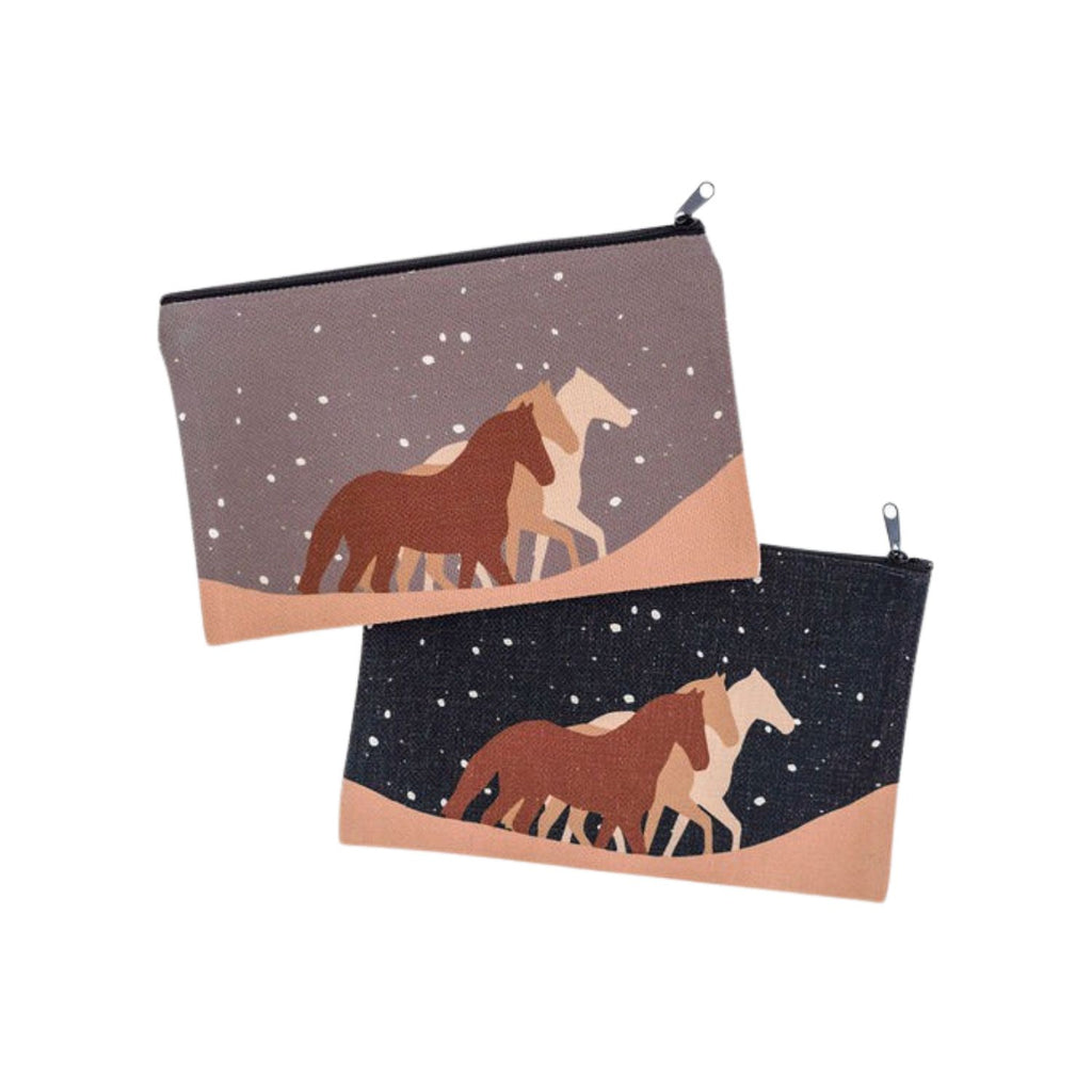 Snowy Trails Landscape Pouches in Navy and Gray