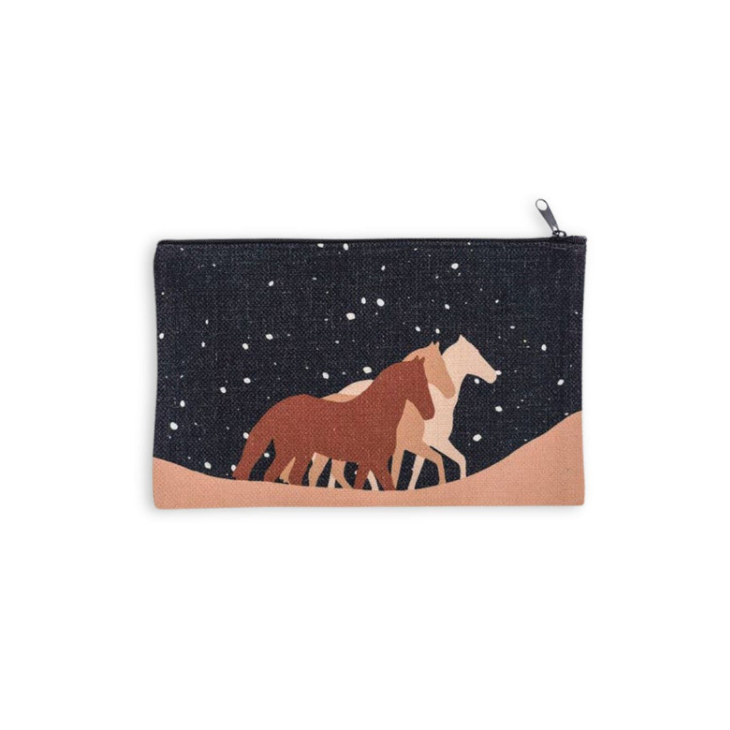 Snowy Trails Landscape Pouch in Navy