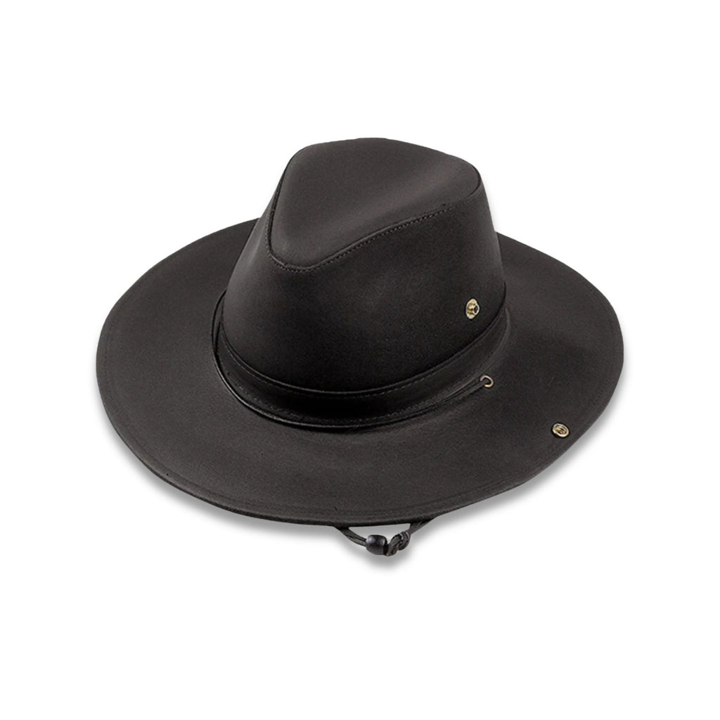 The Outrider Leather Aussie Hat in Sleek Black