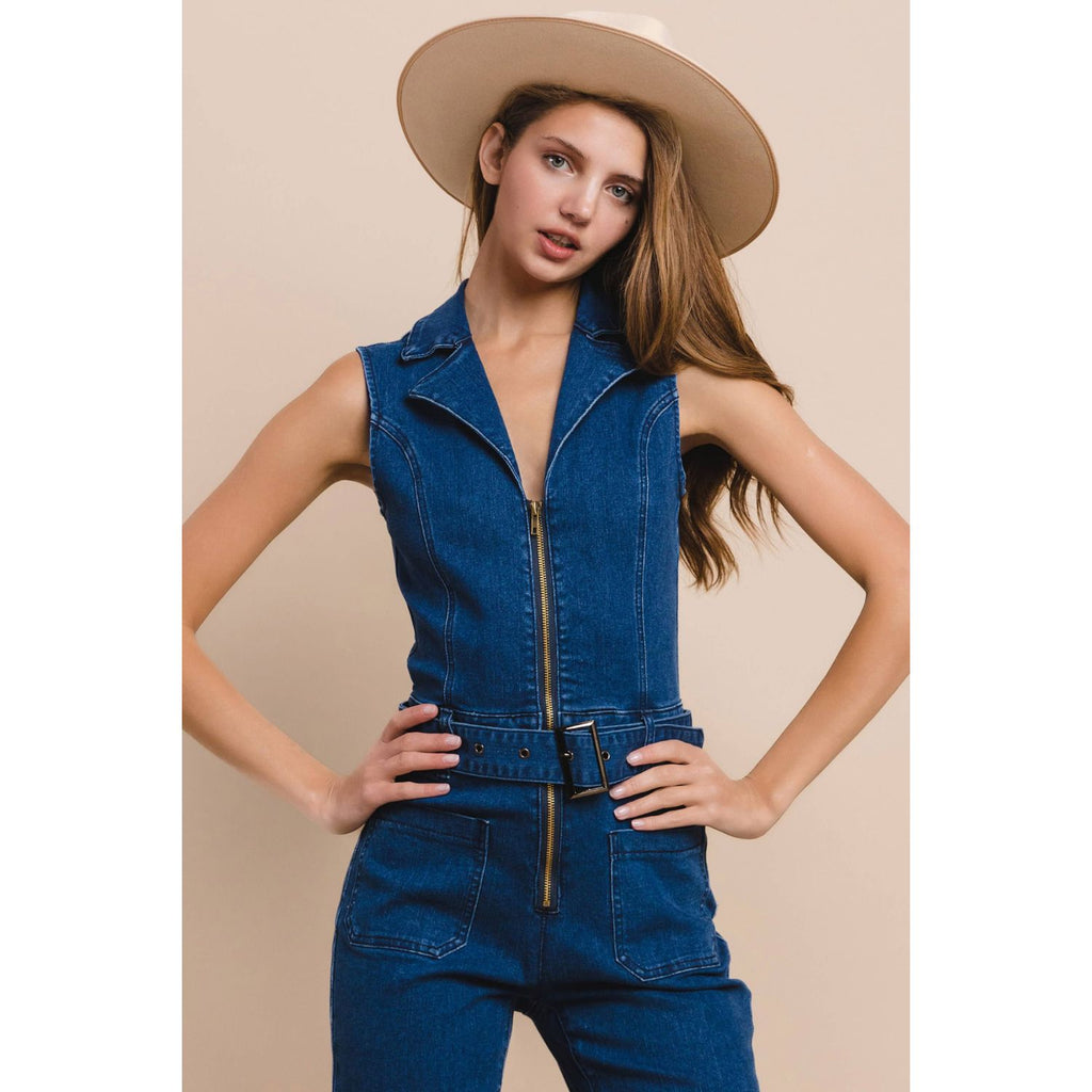 Western Chic Jumpsuit - Zipper Detail