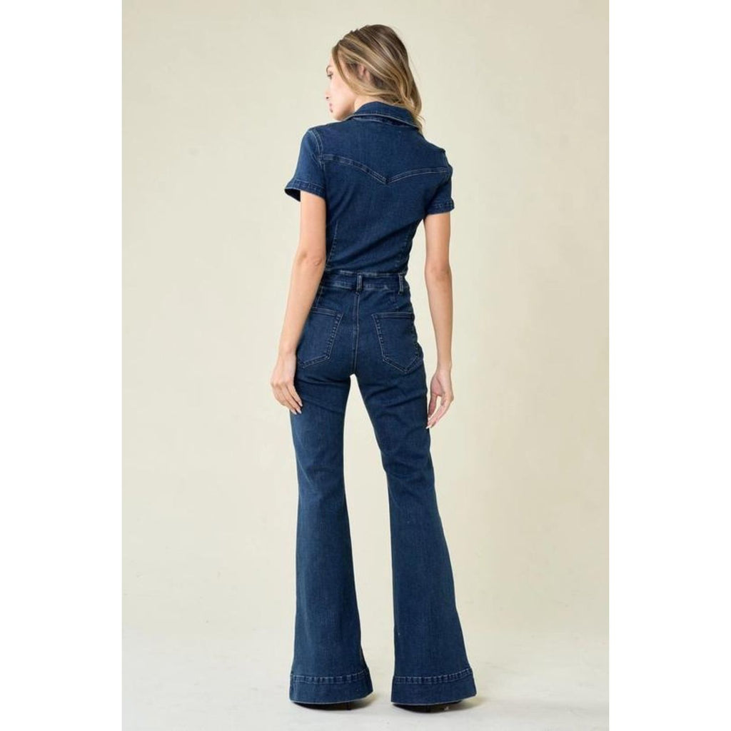 Western Style Bellbottom - Ride into the Sunset with Our Denim Jumpsuit