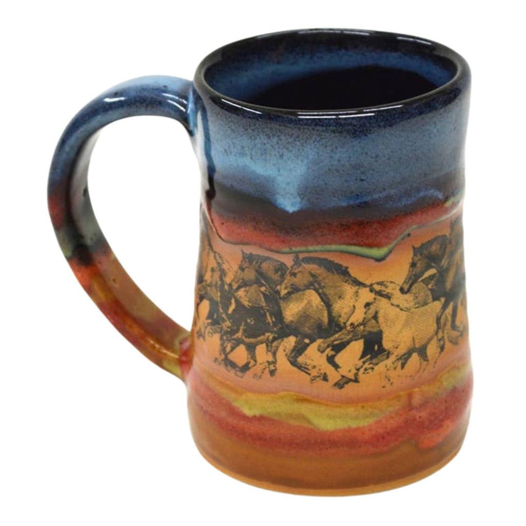 Handcrafted Wild Mustangs Galloping Horses Tankard